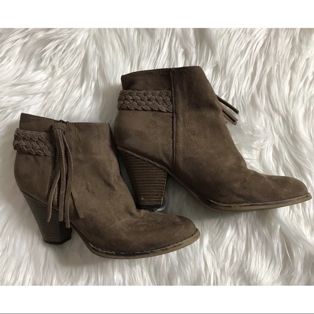 MIA Distressed Tassel Suede Braided Bootie - Picture 3 of 8